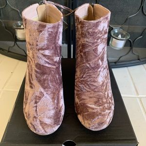 BKE Solely black blush crushed velvet booties